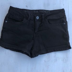 Girls black denim shorts